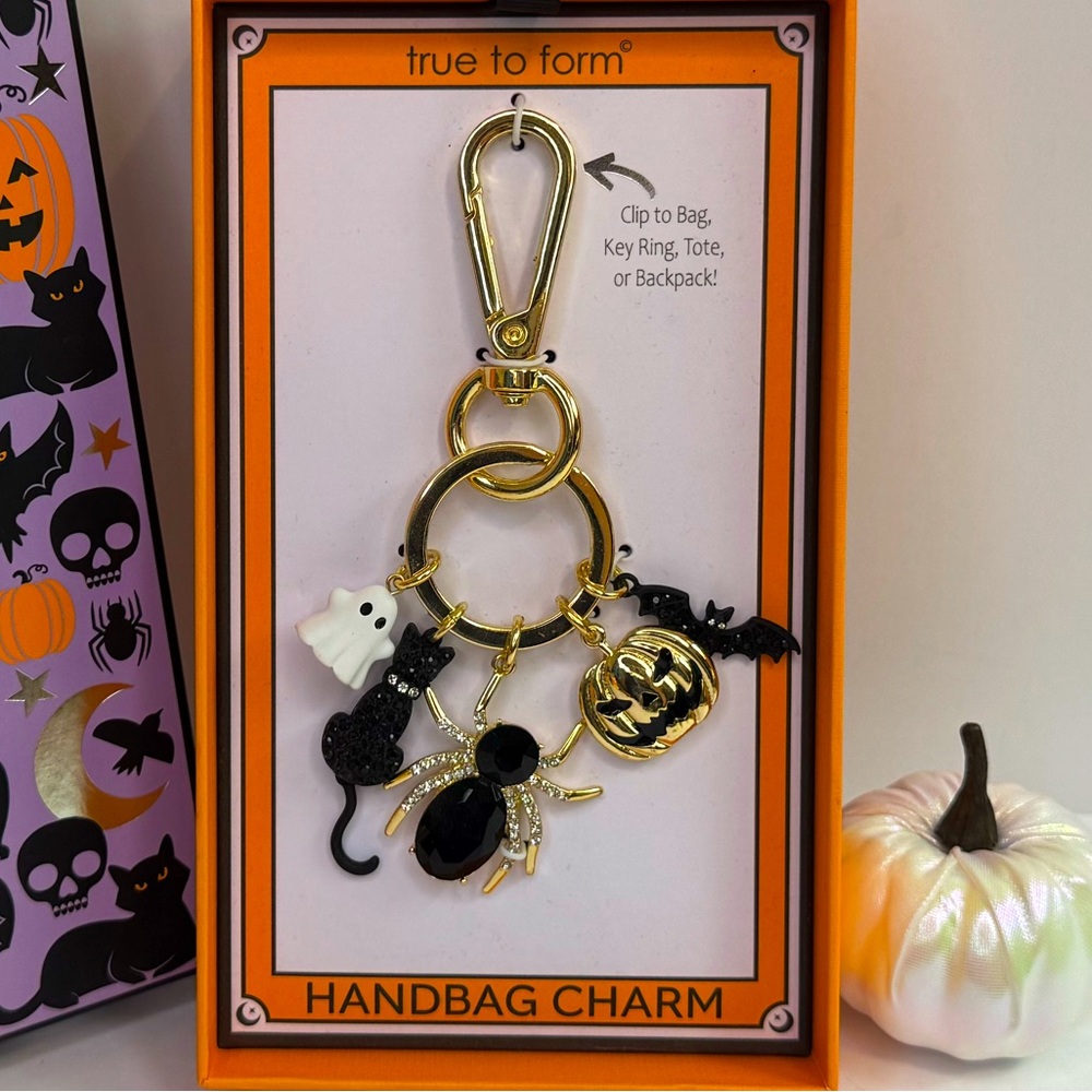 True to Form Halloween Charms Keychain - Black and Gold